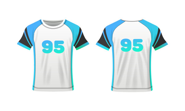 T-shirt mockup. Flat, T-shirt football layout, 95 numbers, T-shirt mockup for your design. Vector illustration