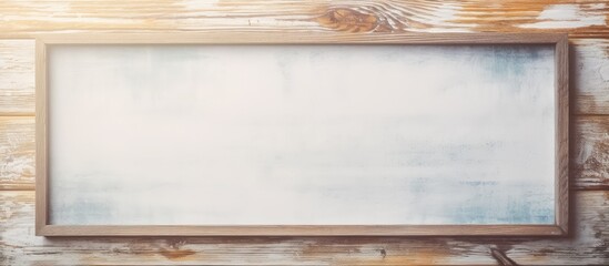 Fototapeta premium Wooden frame isolated pastel background Copy space aged