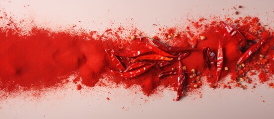 Spicy dried chili isolated pastel background Copy space - obrazy, fototapety, plakaty