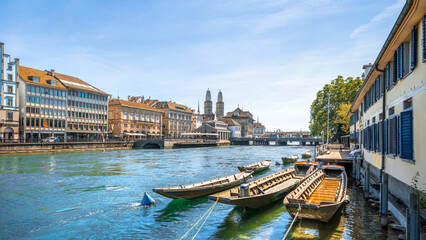 panoramic view at the city center of zurich, switzerland