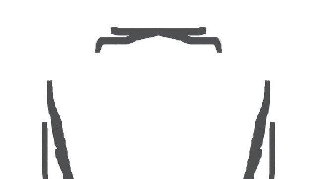 Art is a bit like changing hieroglyphs and symbols. Symmetrical horns or sharp figures stick out from two sides. A lid or plane flashes from above.