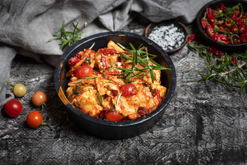 Ravioli, garnished with rosemary .Traditional Italian food