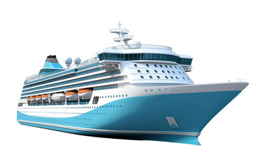 Cruise Ship Isolated on Transparent PNG Background, rendering. Generative AI