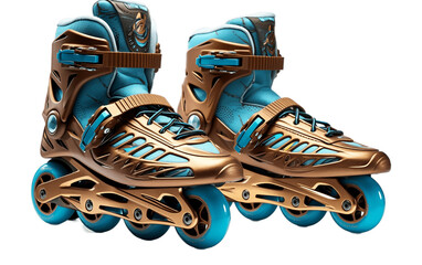 Rollerblades Isolated on Transparent PNG Background, rendering. Generative AI