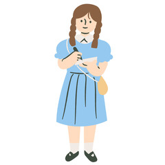 Girl writing note flat illustration