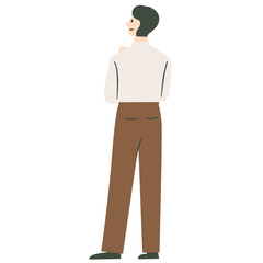 Man standing back flat illustration