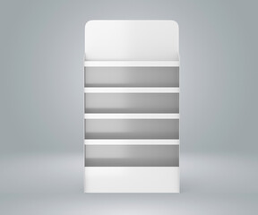 Product display gondola shelf isolated on white background 3d illustration. © Mahnoor