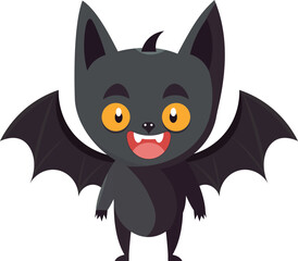 Happy and Playful Bat Character - Halloween Vector Illustration