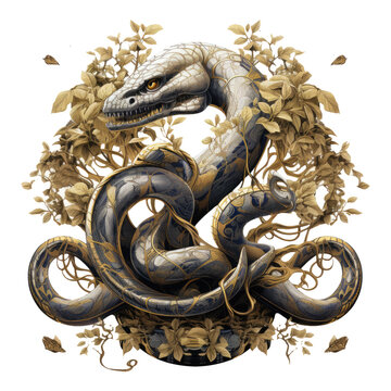 A captivating Anaconda Tree t-shirt design, featuring a tree with branches that extend across the shirt like veins, Generative Ai
