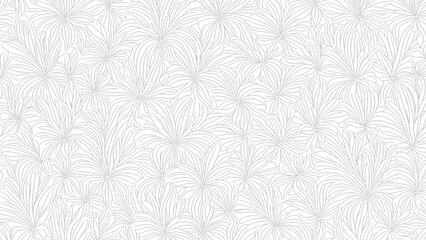 Simple Flowery Handrawn Line Pattern Vector Texture Background

