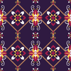 Geometric ethnic pattern seamless flower color. seamless pattern. Design for fabric,curtain,background,carpet,wallpaper,clothing,wrapping,Batik,mandalas,fabric,Vector illustration. pattern style.