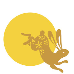 Mid-Autumn Festival, rabbit, moon, silhouette, vector, illustration,