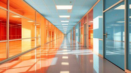 Office corridors echoing with footsteps' speed variations