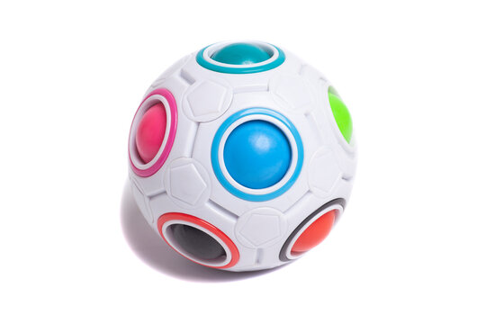 Multicolored ball toy isolated on white background