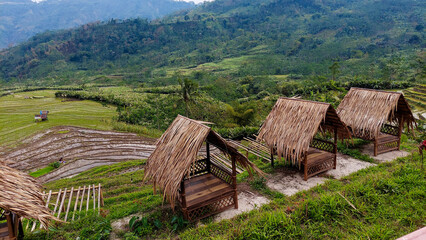 Fototapeta na wymiar primitive cottage in tropical mountains