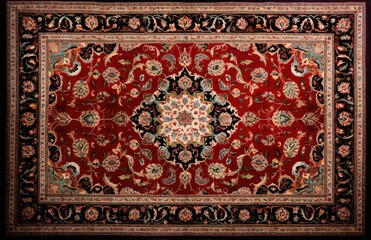 Rug in red and black oriental style.