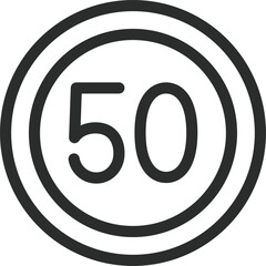 シンプルな標識の線画単品イラスト　最高速度