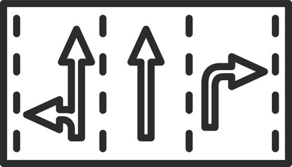 シンプルな標識の線画単品イラスト　進行方向別通行区分