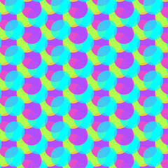 Abstract geometric pattern Cyan magenta yellow halftone circle template CMYK circles. Colorful background. Cartoon rainbow symbol Vector illustration