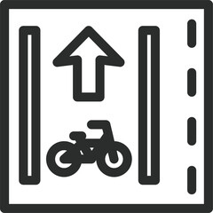 シンプルな標識の線画単品イラスト　普通自転車専用通行帯