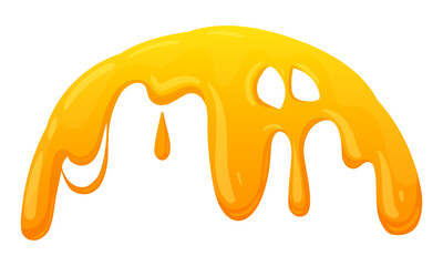 Honey border. Cartoon melting liquid honey spot, sweet syrup dripping spot flat vector illustration. Sticky honey drip