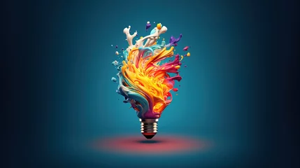 Foto op Plexiglas Colorful Creative idea concept with lightbulb made from colorful paint © IBEX.Media