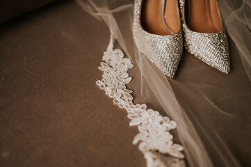 wedding dress and shoes
