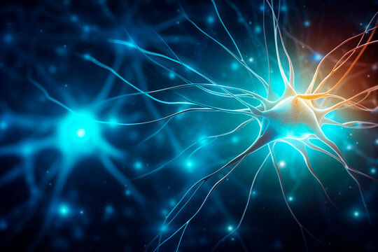 Neuronas, c&eacute;lulas cerebrales, fondo m&eacute;dico. AI Generative