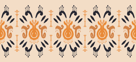 Motif ethnic handmade beautiful Ikat art. Ethnic abstract floral orange background art. folk embroidery, Peruvian, Indian, Asia, Moroccan, Turkey, and Uzbek style. Aztec geometric art ornament print.