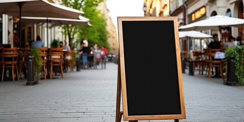 AI Generated. AI Generative. Shop restaurant cafe billboard mock up blank sign template banner for promotion.  Can be used for decoration promotion menu 