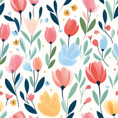 3D Flower Seamless Pattern