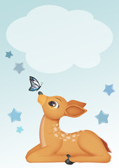 birth announcement card for baby boy with deer