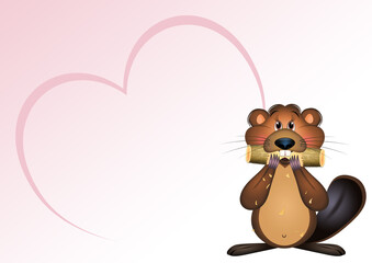 birth announcement card for baby girl with marmot
