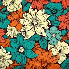 Fotobehang 3D Flower Seamless Pattern © imane