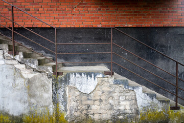 Aged wall with stairs background