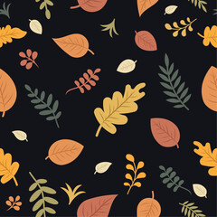 seamless pattern with autumn leaves, seamless vector autumn pattern, autumn leaves set