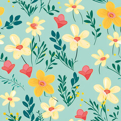 3D Flower Seamless Pattern
