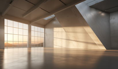 Light filled big space, room, windows, sunlight, background, mock up, presentation, backdrop