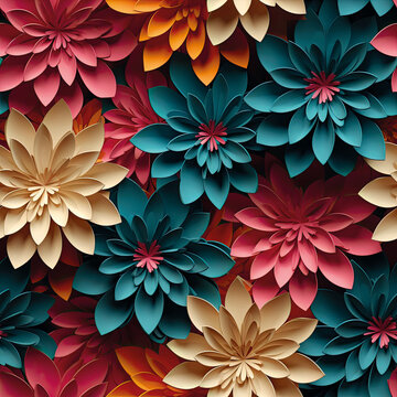 3D Flower Seamless Pattern