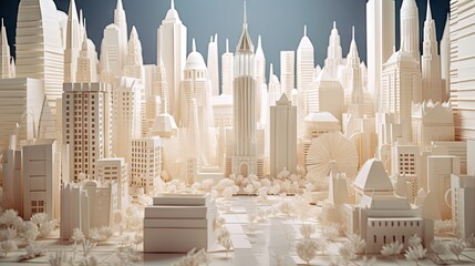 A modern City made out of Origami - Paper Skyline Wallpaper - Origami Paper Art of City and Buildings Backdrop - Amazing Paper Origami Cityscape Background created with Generative AI Technology
