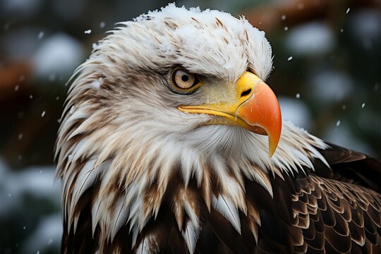 A Fierce And Regal Bald Eagle In A Stunning Winter Close Up