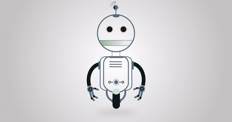 Illustration of ai chat bot and copy space on grey background