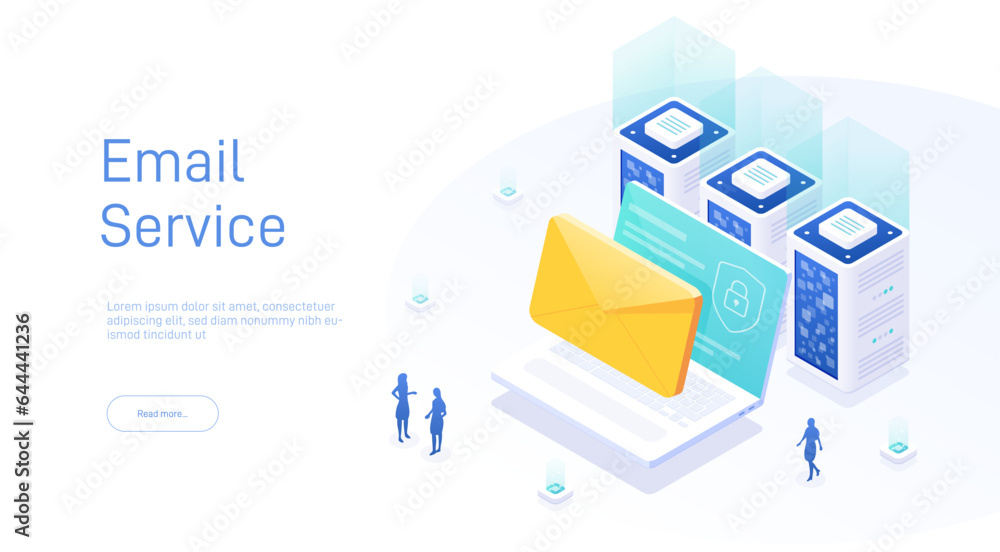 Aufkleber email service concept. electronic mail message as business marketing. newsletter sending mobile serv