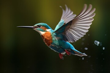 Fototapeta premium Hummingbird depicted in a charming cartoon style, featuring expressive eyes