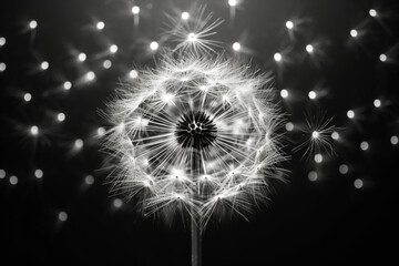 Macro dandelion flower drops art