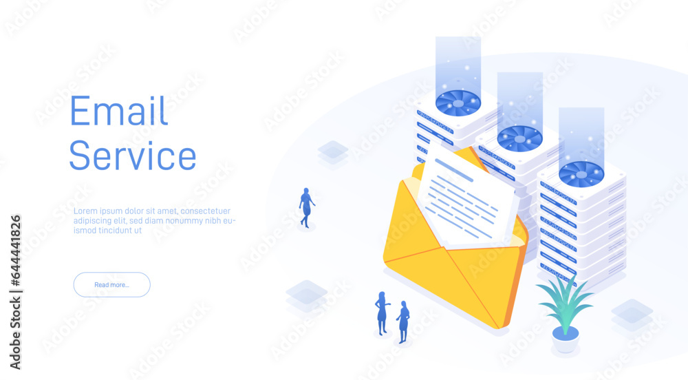Poster email service concept. electronic mail message as business marketing. newsletter sending mobile serv