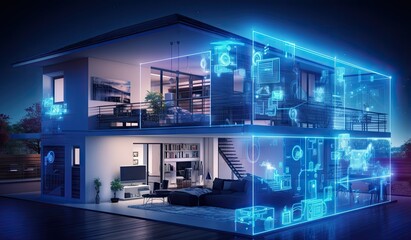 Futuristic smart home exterior created with AI