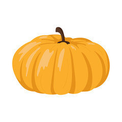 A simple isolared big yellow pumpkin icon in flat on white background for icons, apps, webs
