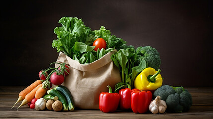 Eco bag with fresh vegetables for a healthy diet