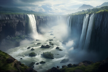 beautiful waterfalls in the rainforest
